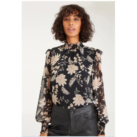 Sanctuary Women's Bold Popover Blouse Top Night Ivy SZ S Black Cream - Picture 12 of 12